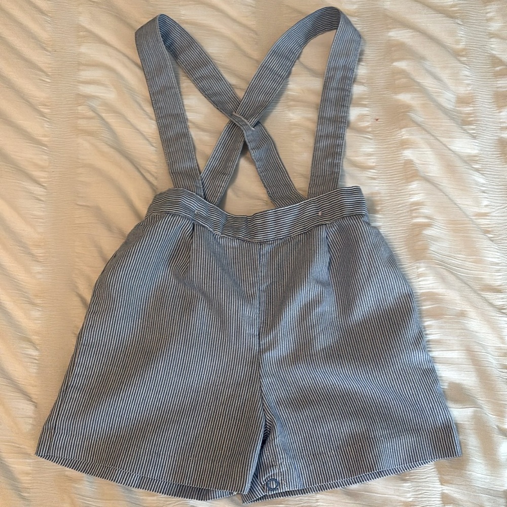 Striped Suspender Shorts - size 18 mos